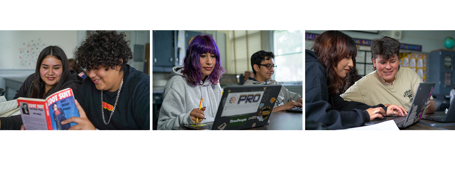 Collage of Puente students in class.
